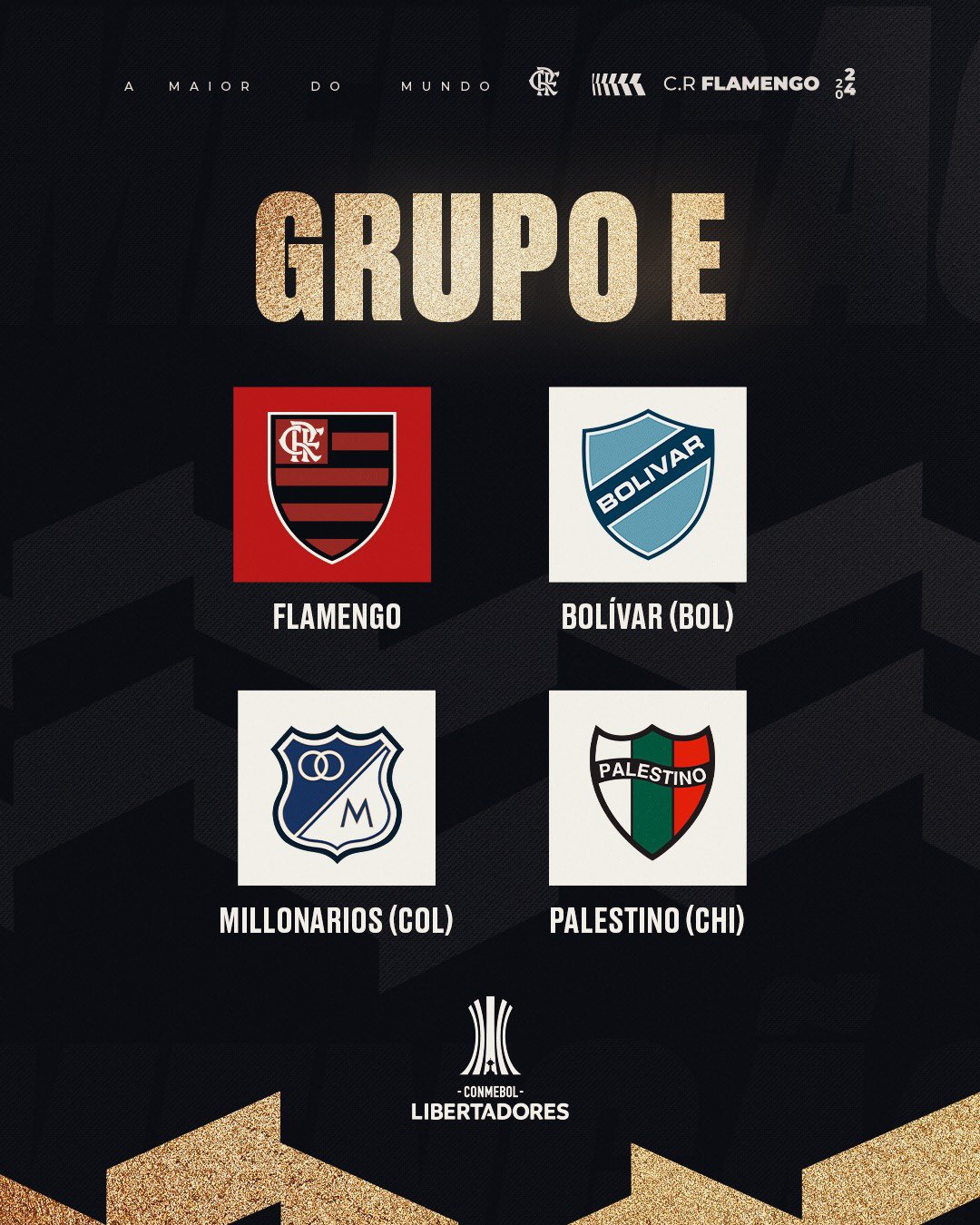 Flamengo pega grupo mais fácil da Libertadores 2024